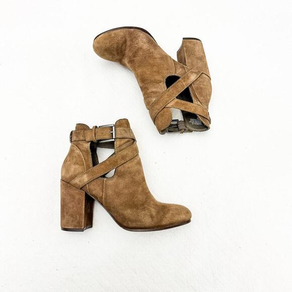 ASH Famous Suede Leather Cross Strap Heeled Ankle Boots Size 37 - Picture 6 of 8